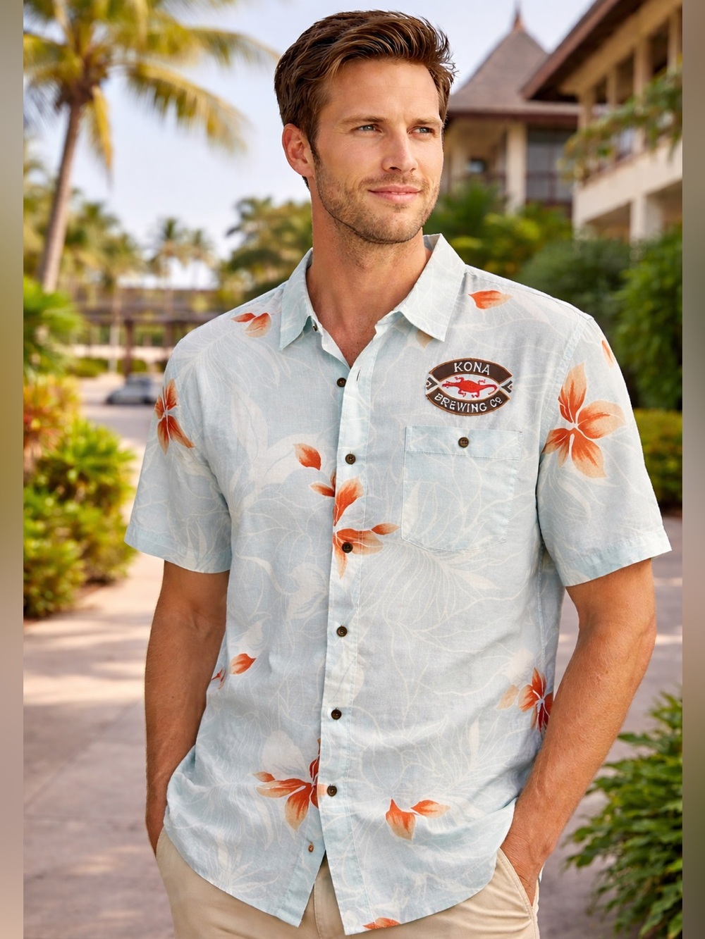 Men's Short-Sleeve Button Up Camp Collared Shirt Blue Toes on the Noes Shirt L